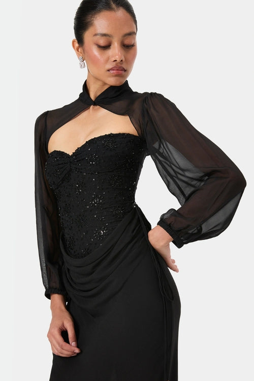 Draped Embellished Corset Set