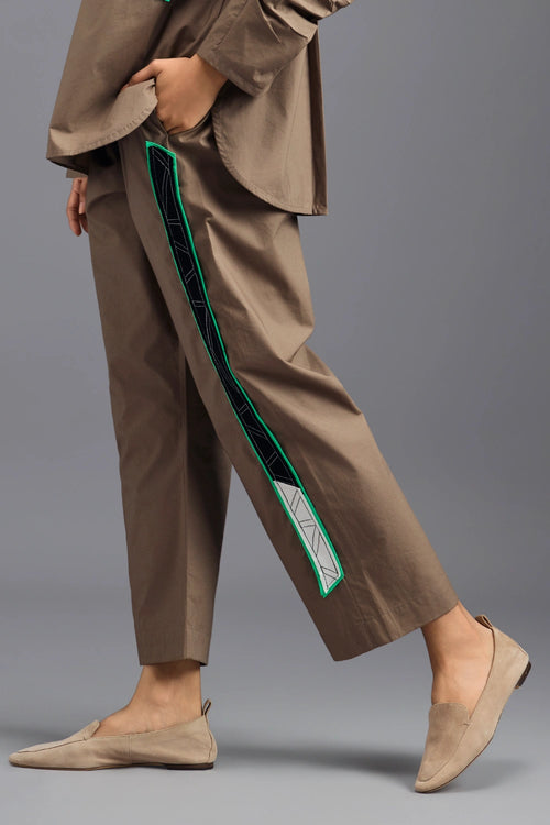 Mud Straight Pants with Neon Geometric Panel