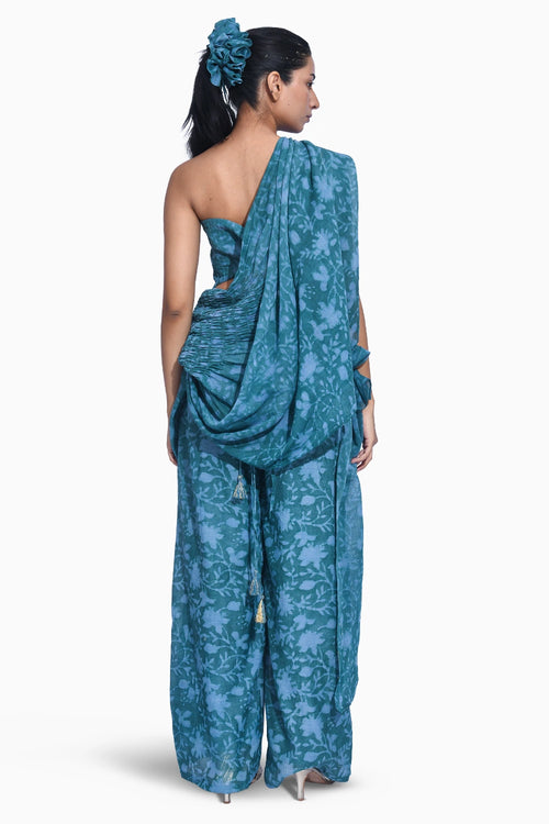 Dissected Drape Teal Set