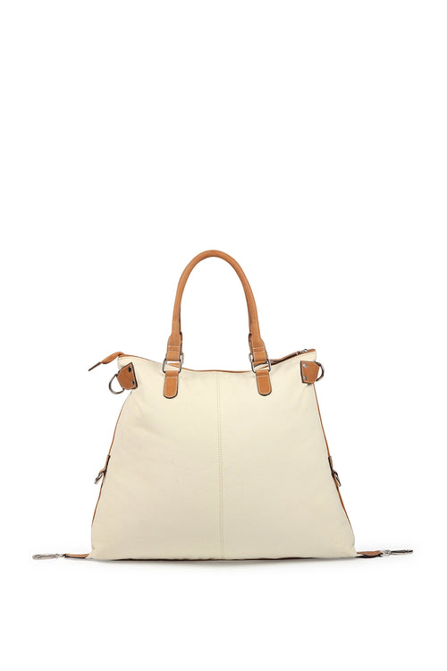Gor Beige Navy Tote Bag