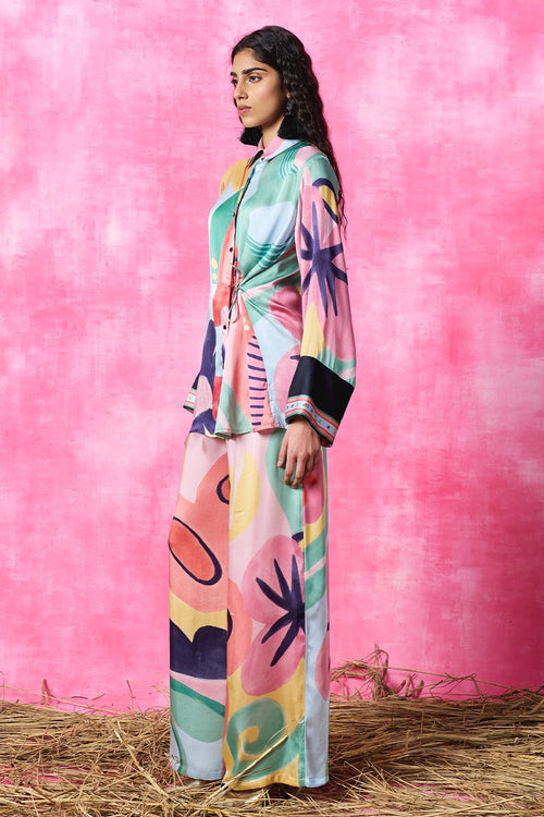 Gardenia Drawstring Shirt And Trousers Set