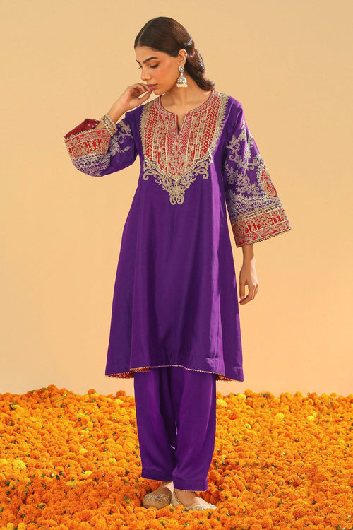 Mohsina Purple Chauga with Salwar