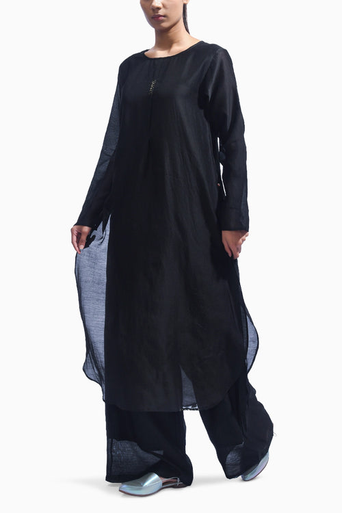 Black Silk Kurta Set