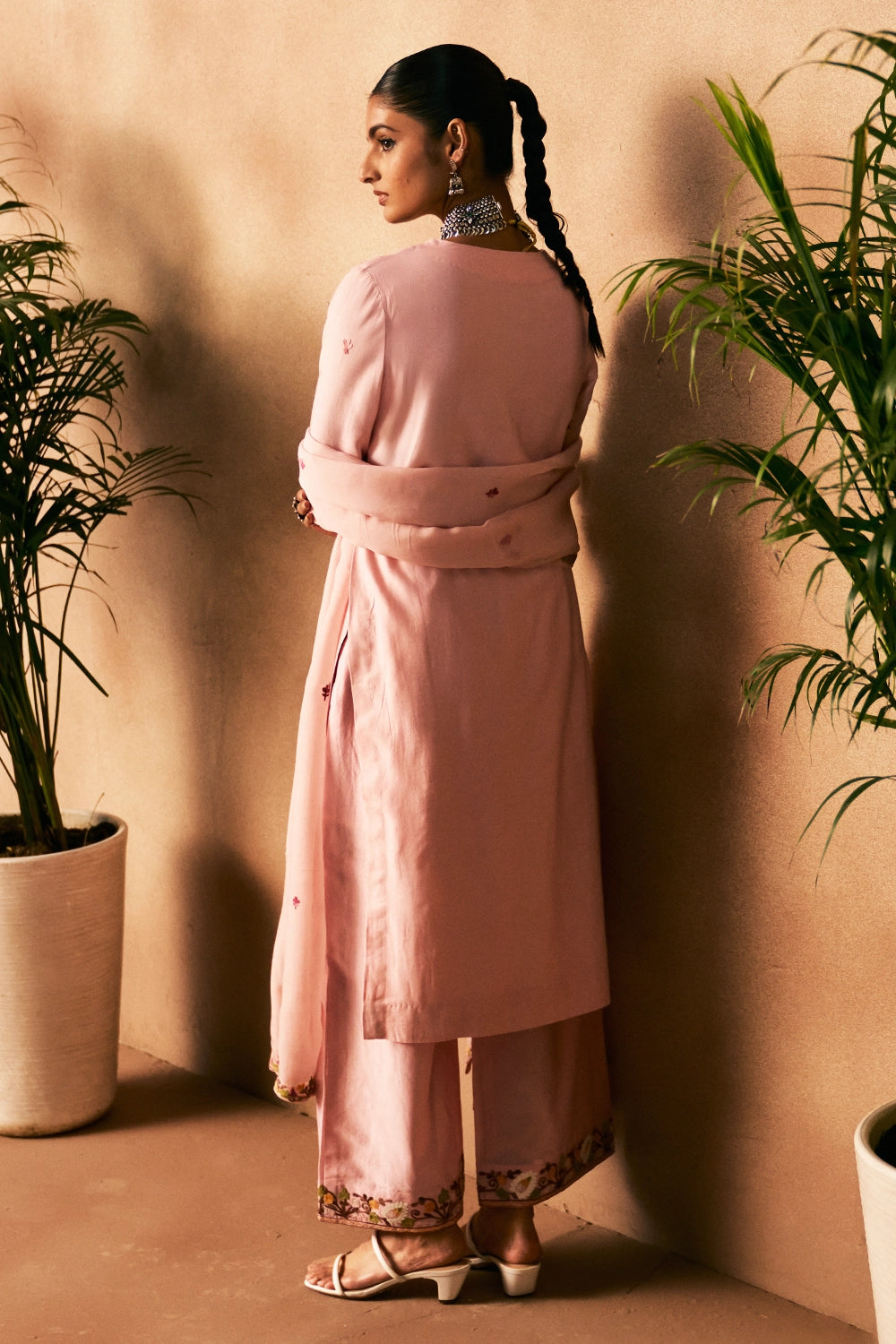 Sunehri Chanderi Pink Kurta Set
