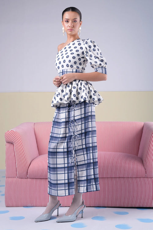 Colette Polka Dot Top with Plaid Skirt