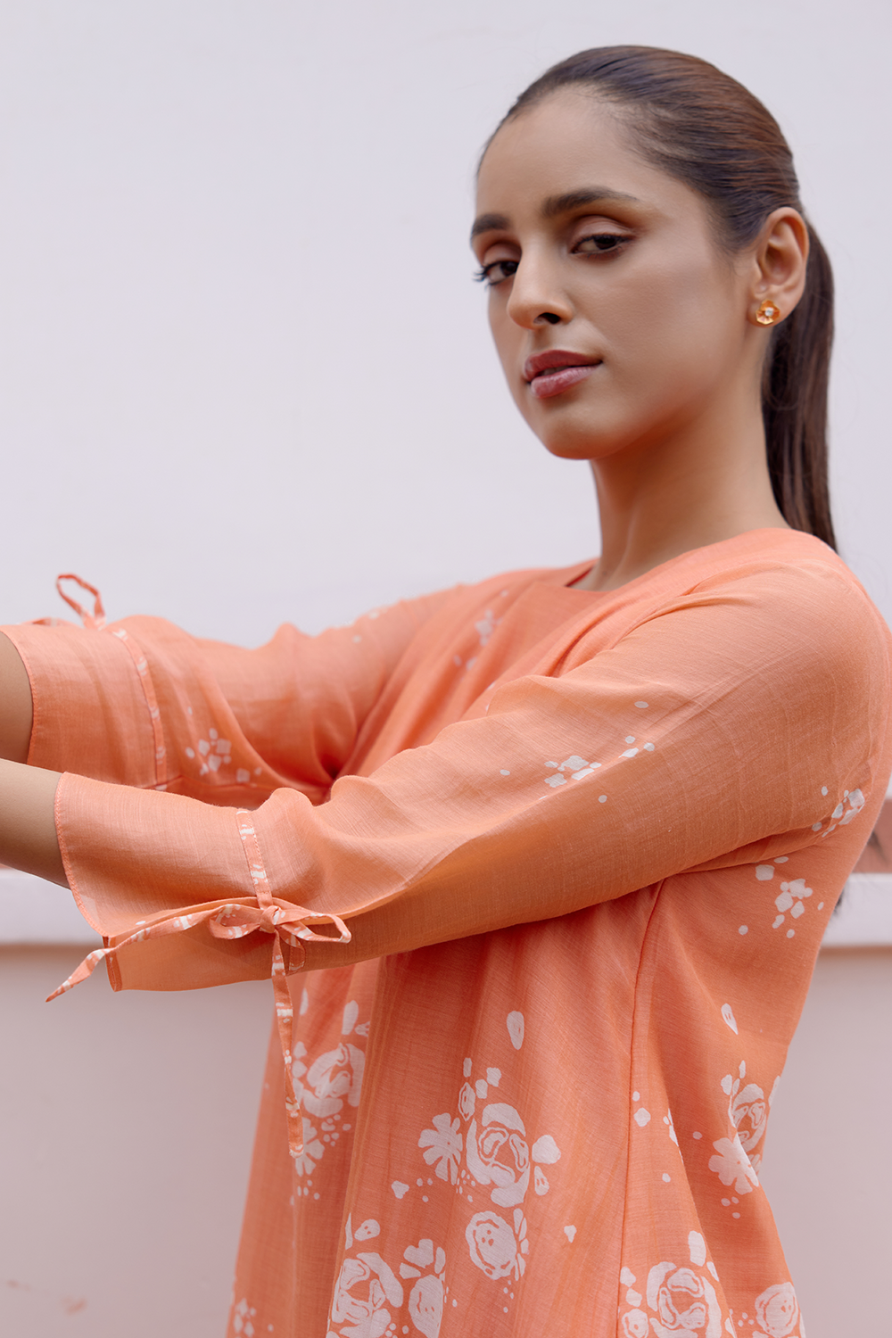 Tangerine Printed Kurta Set