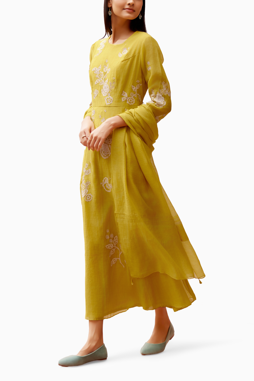 Citrine Floral Anarkali set