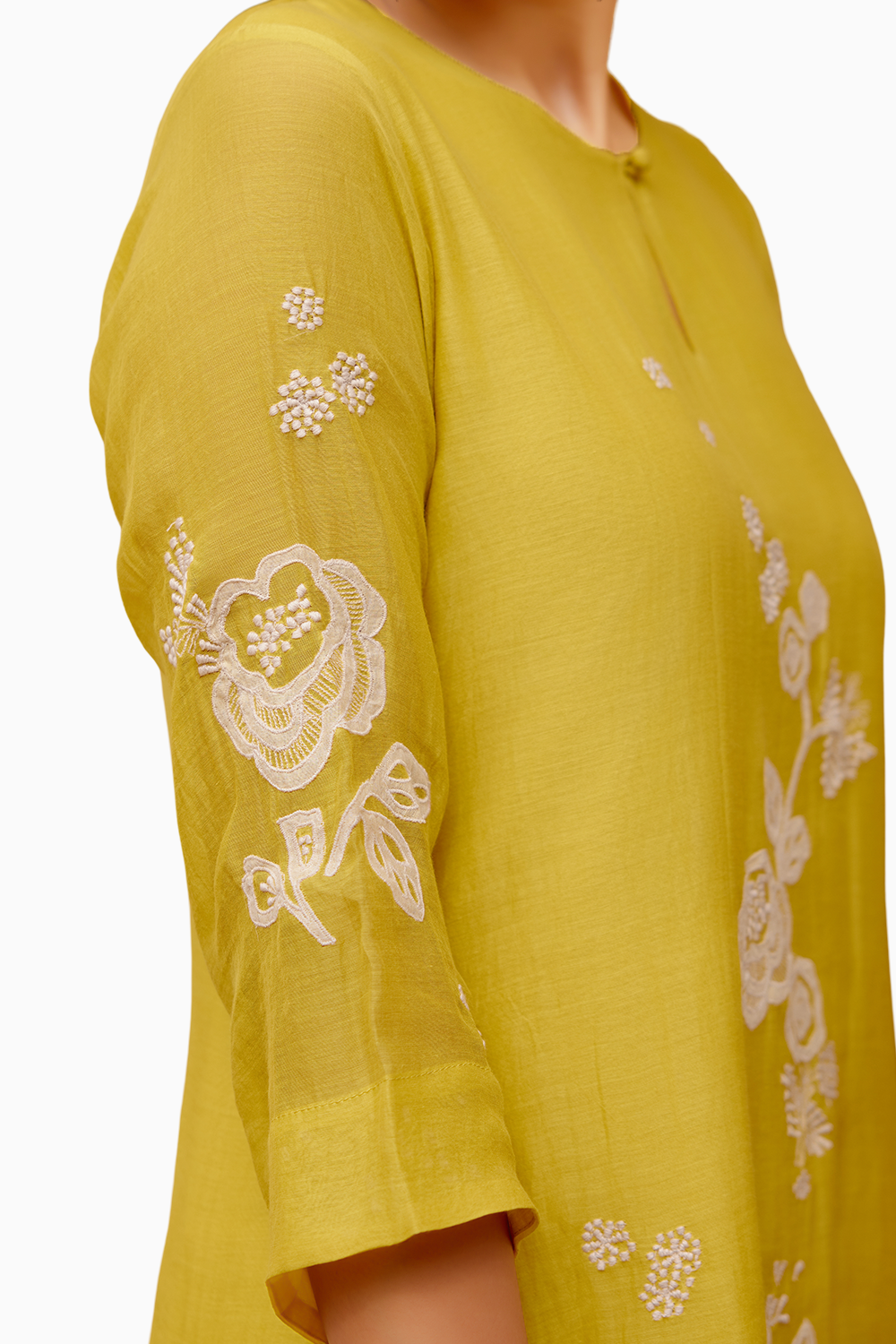 Citrine Floral Applique Kurta Set