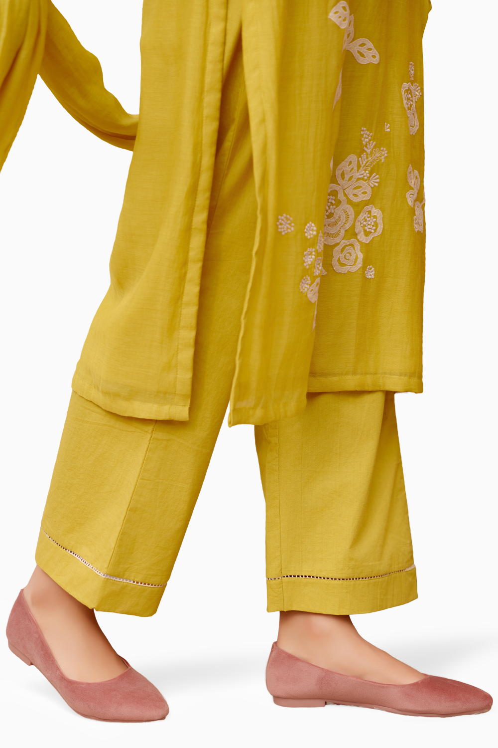 Citrine Floral Applique Kurta Set