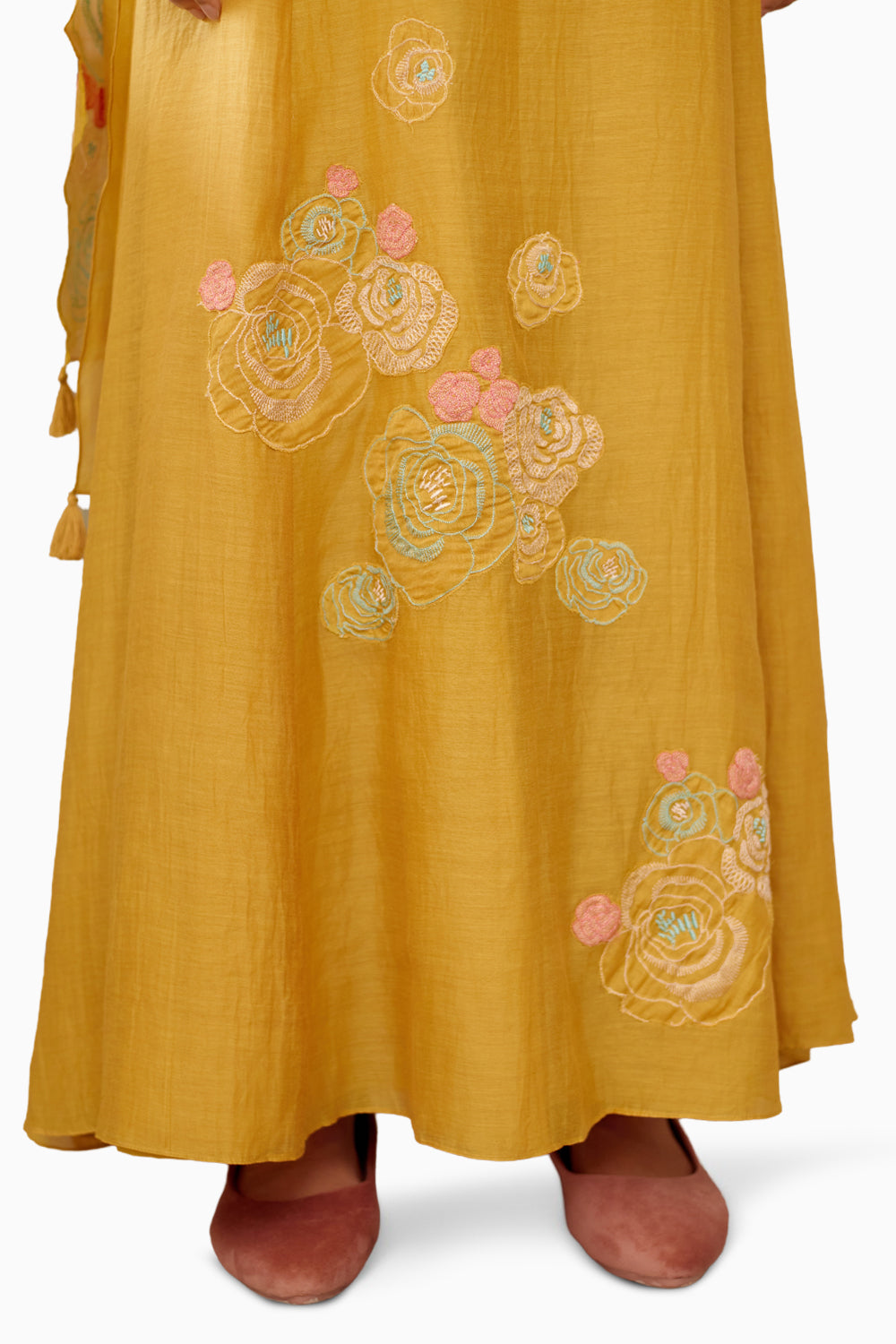 Ochre Flora Anarkali Set