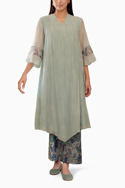 Sage Pintuck Co-ord Set