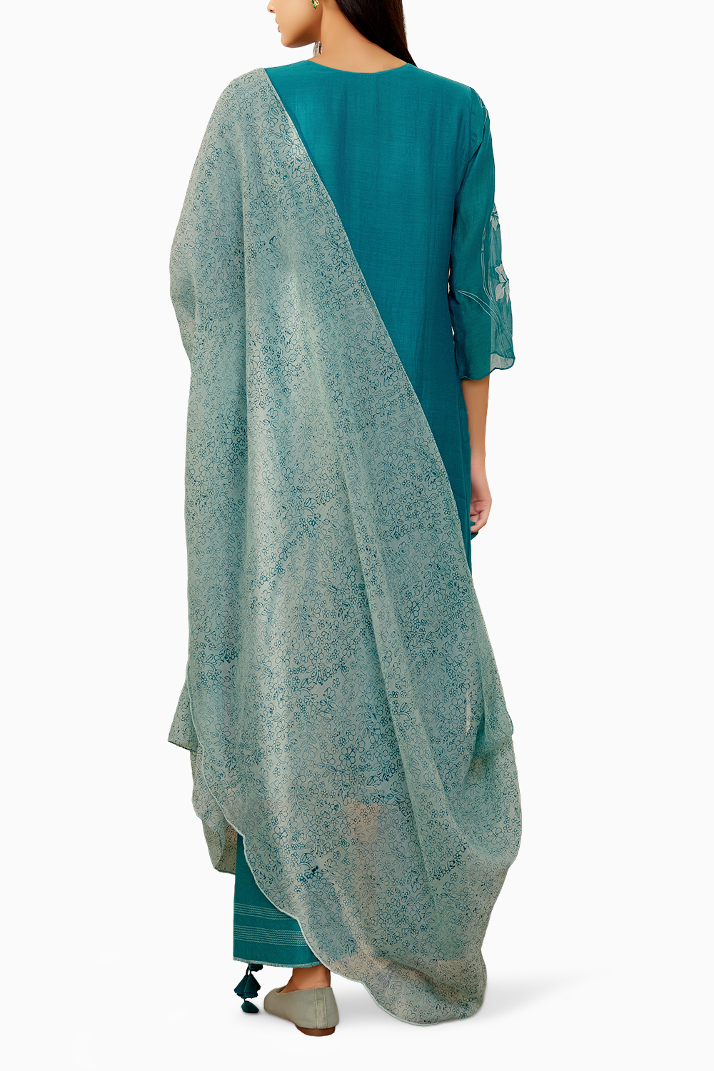 Teal Applique Kurta Set