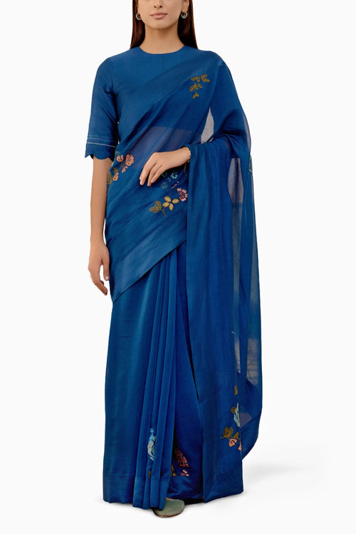 Sapphire Applique Saree