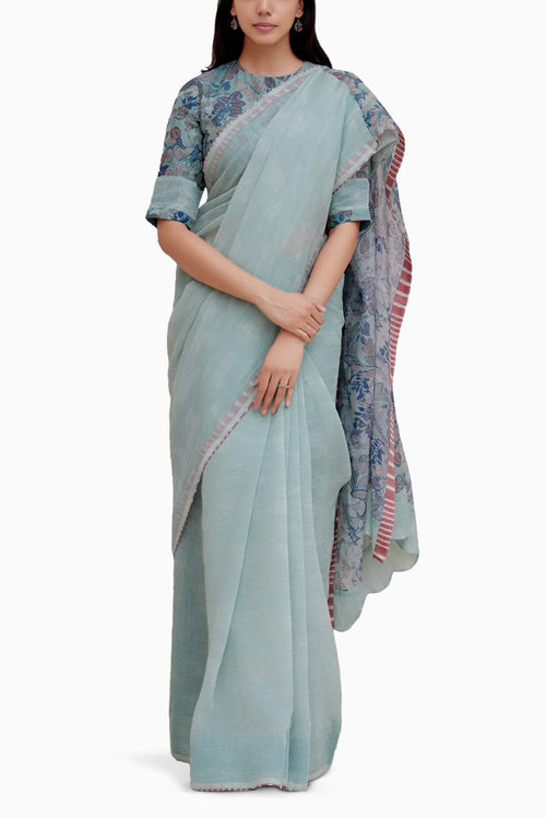 Sage Floral Saree