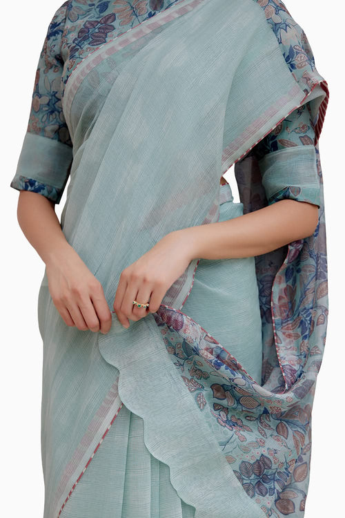 Sage Floral Saree