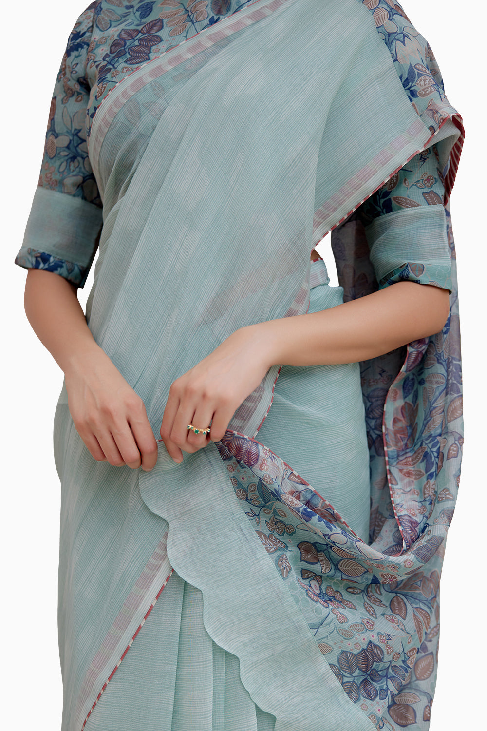 Sage Floral Saree