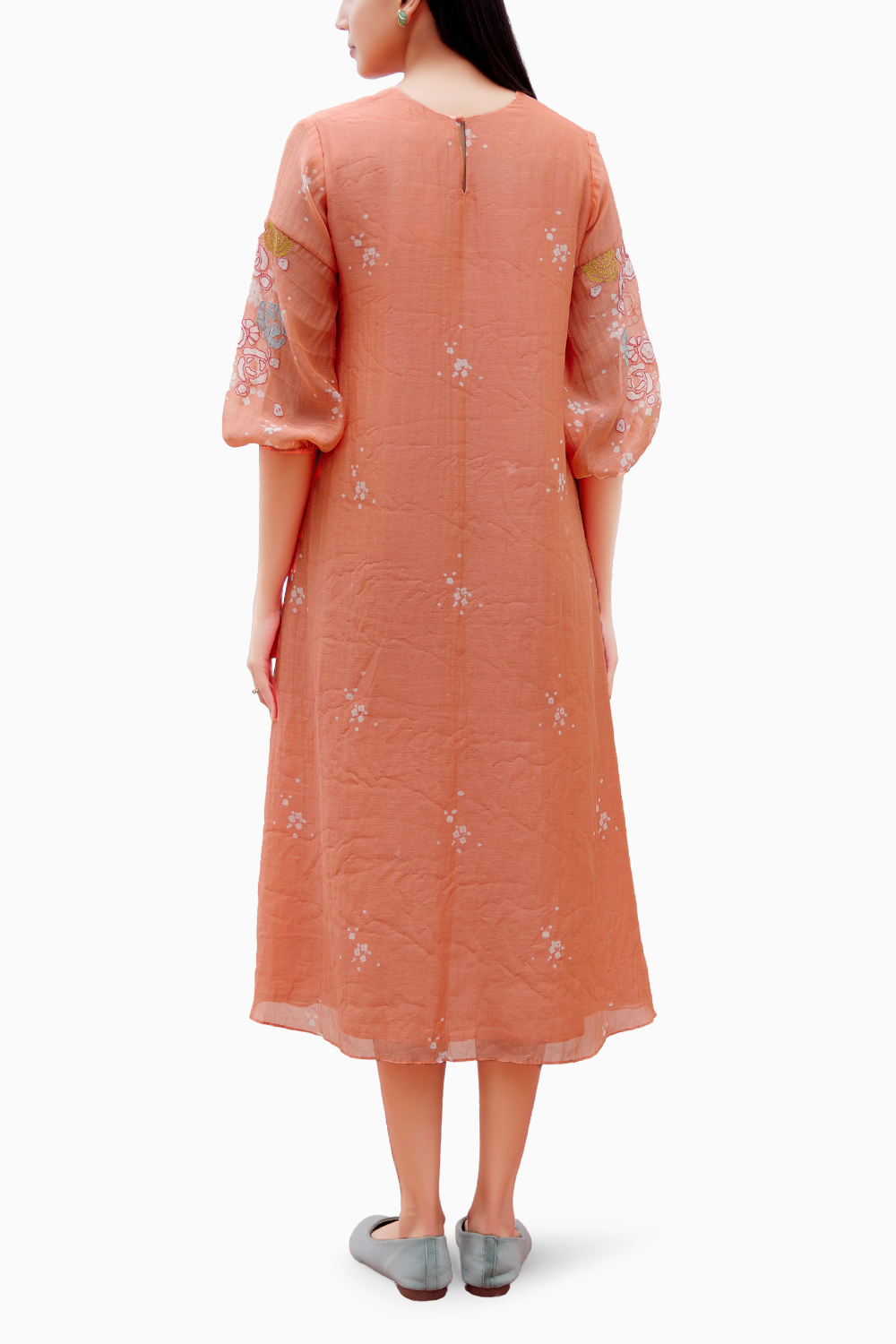 Tangerine Embroidered Dress