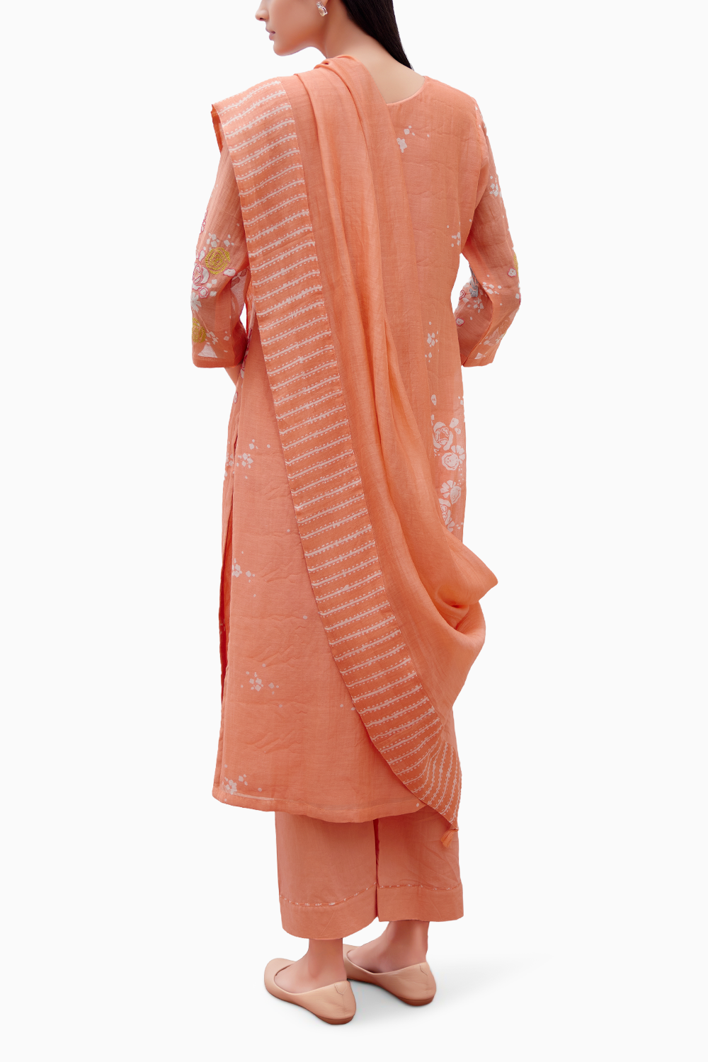 Tangerine Floral Kurta Set