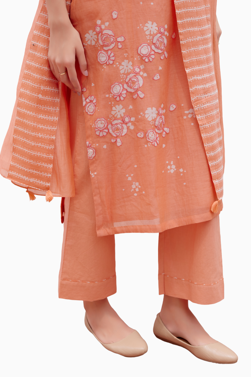 Tangerine Floral Kurta Set