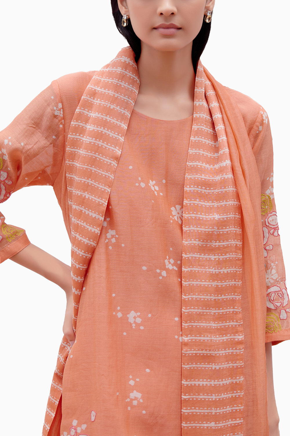 Tangerine Floral Kurta Set