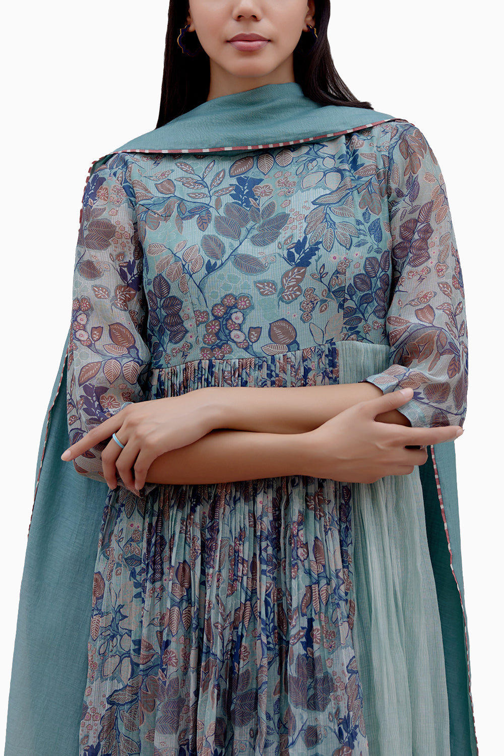 Sage Printed  Anarkali Set