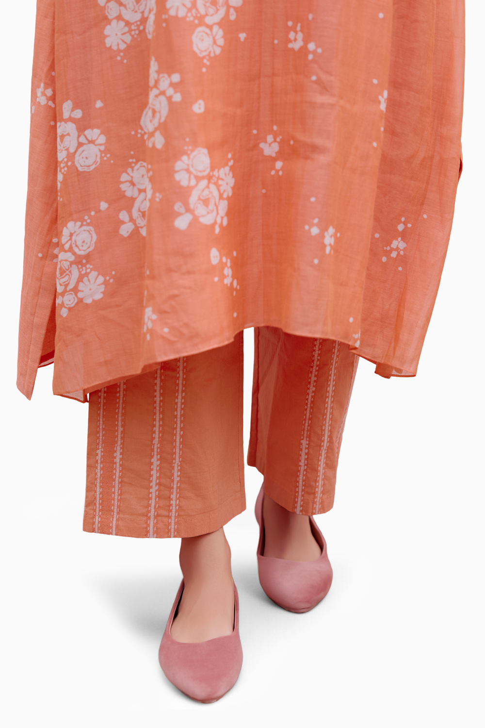 Tangerine Printed Kurta Set