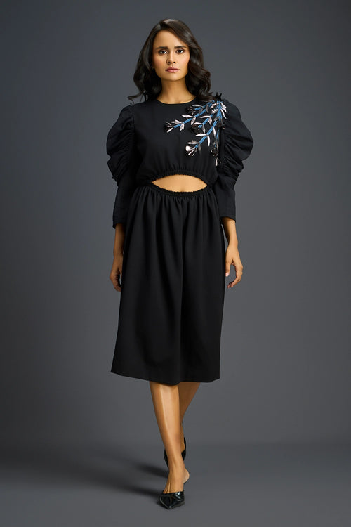 Black Dress Midriff Cutout