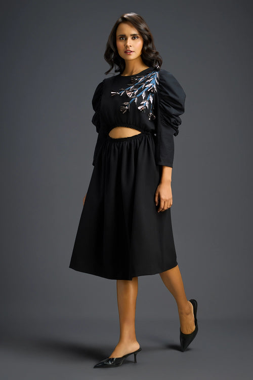 Black Dress Midriff Cutout