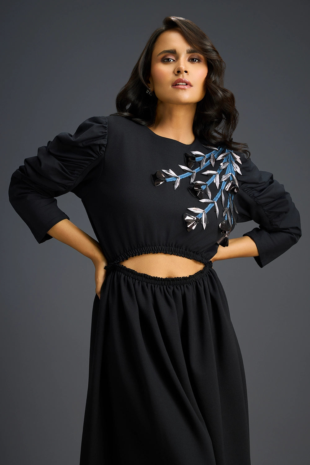 Black Dress Midriff Cutout