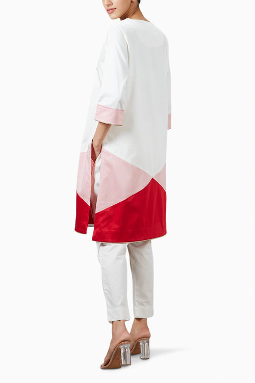 Peach Red Triangle Co-ord Set