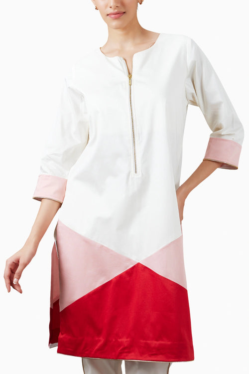 Peach Red Triangle Co-ord Set