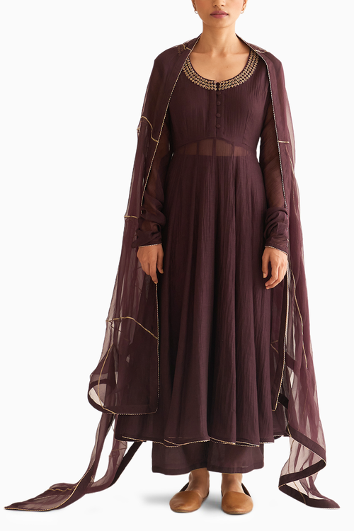 Vara Deep Wine Anarkali Set