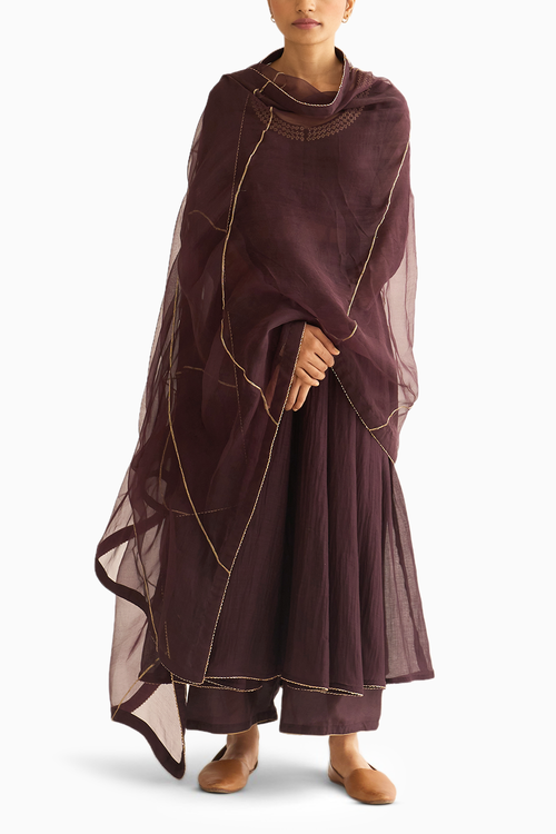 Vara Deep Wine Anarkali Set
