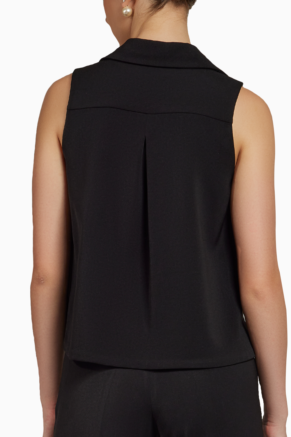 Black Stretch Suiting Sleeveless Top