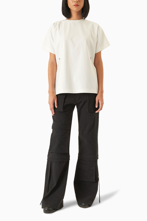 White Side Eyelet T-Shirt & Cargo Pants