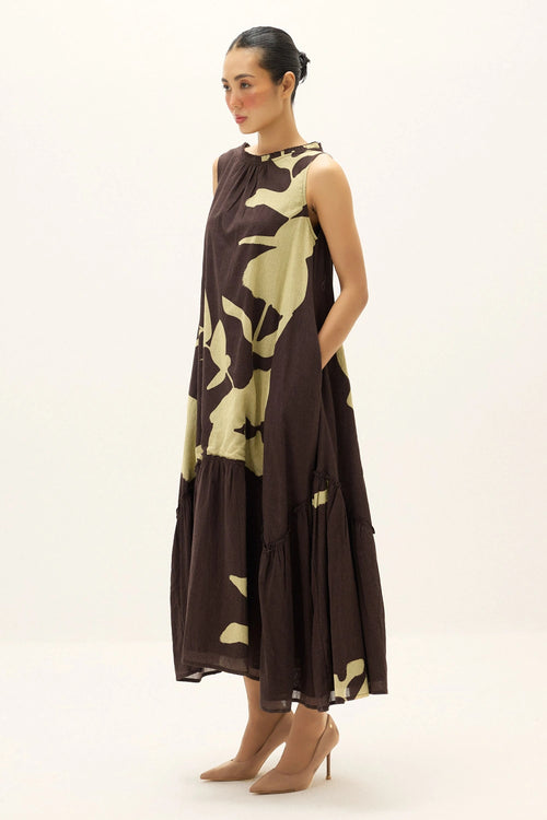 Brown Green Bison Dress