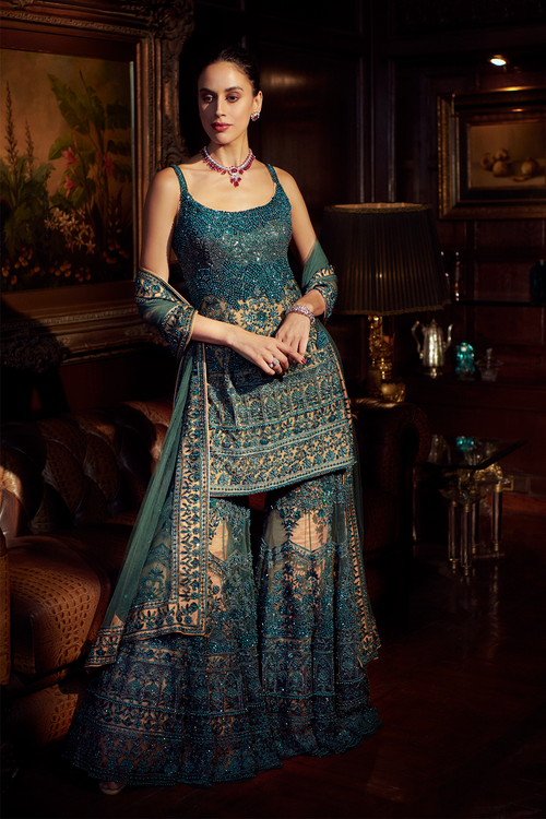Emerald Green Sharara Suit Set