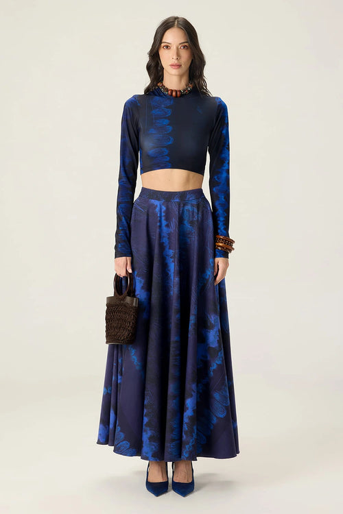 Blue Gigi Blouse With Dracy Skirt