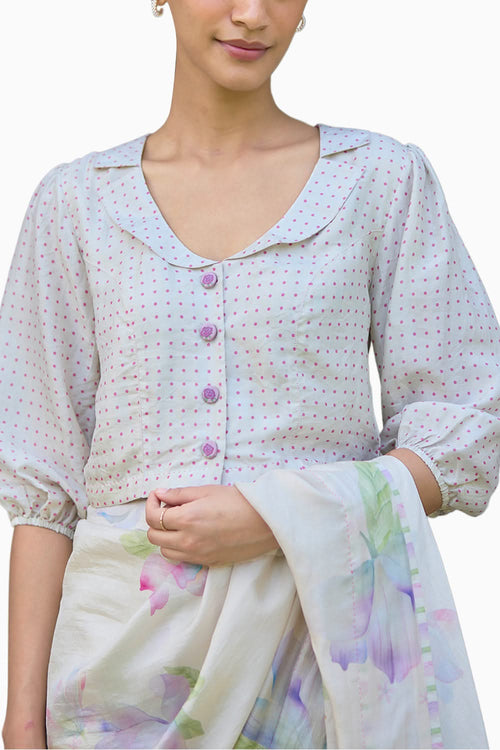 Dew Drops Beige Blouse