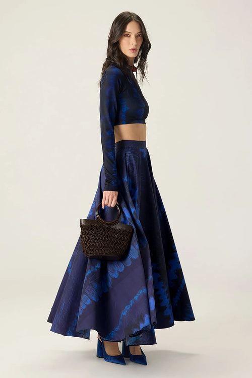 Blue Gigi Blouse With Dracy Skirt