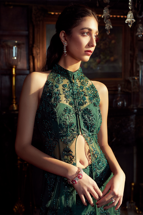 Emerald Green Jacket with Bellbottom Set