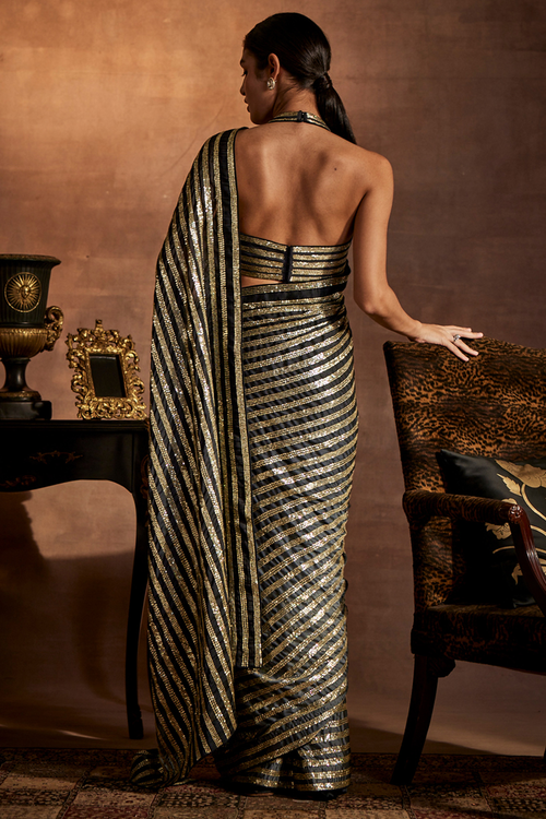Embellished Grey Saree with Blouse