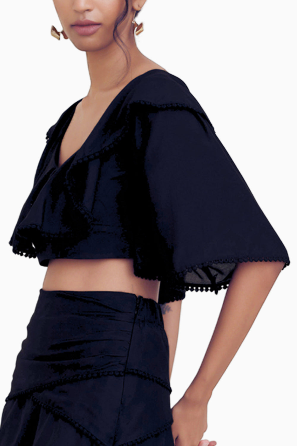 Black Tiered Crop Top