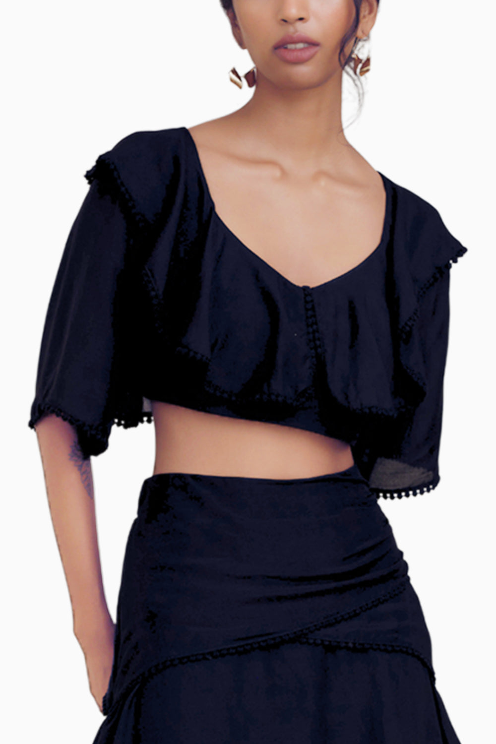 Black Tiered Crop Top