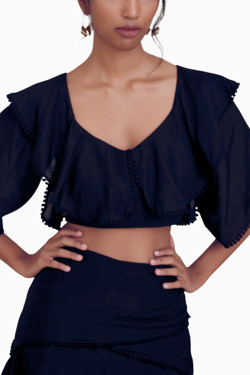 Black Tiered Crop Top