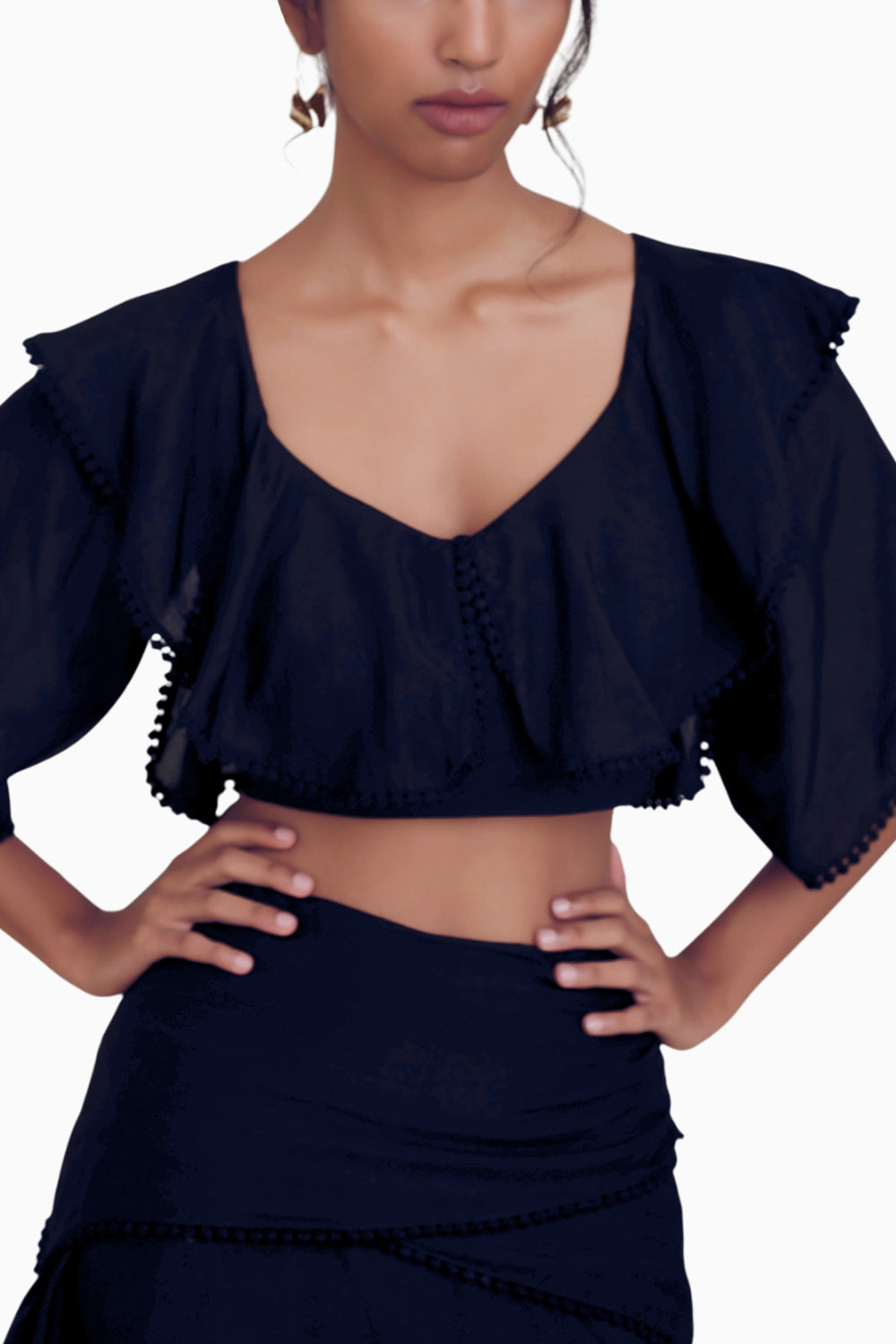 Black Tiered Crop Top