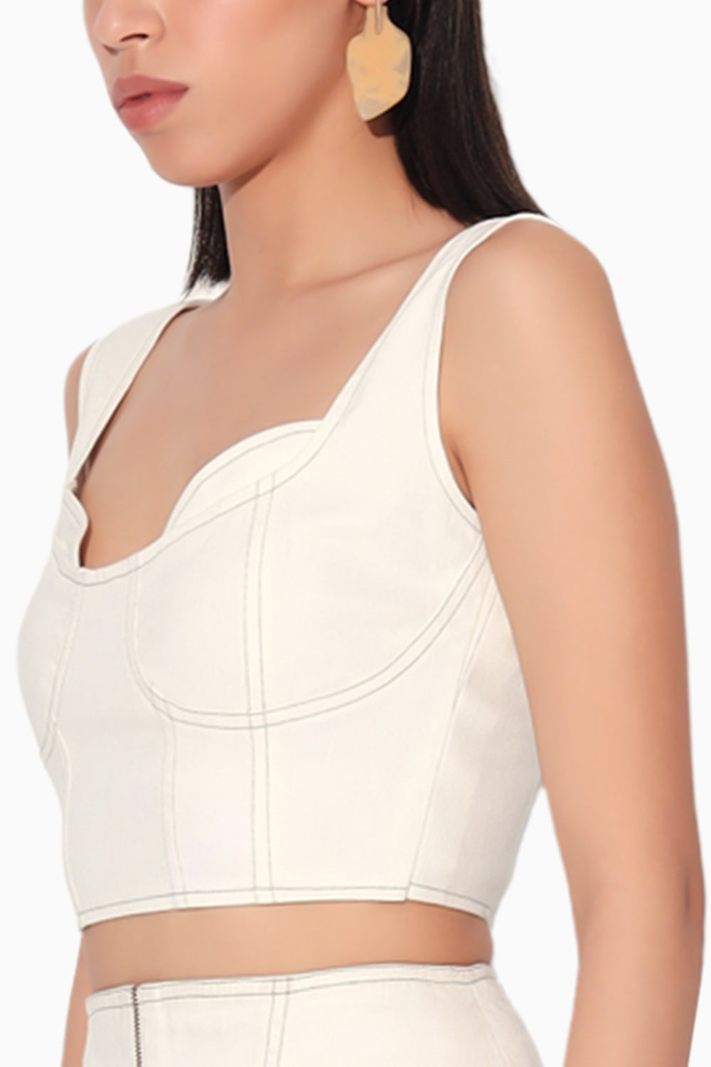Zerah Denim White Bralette