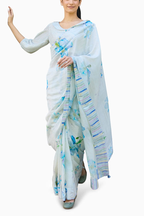 Aura Poppy Ivory Saree