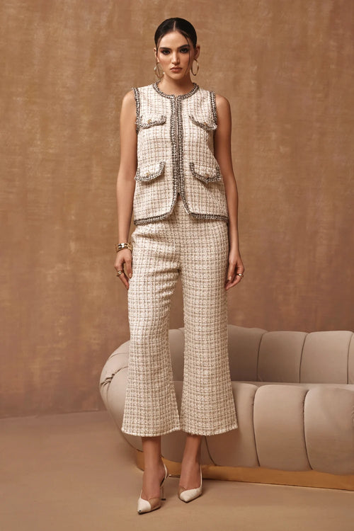 Creme Metallic Tweed Co-ord Set