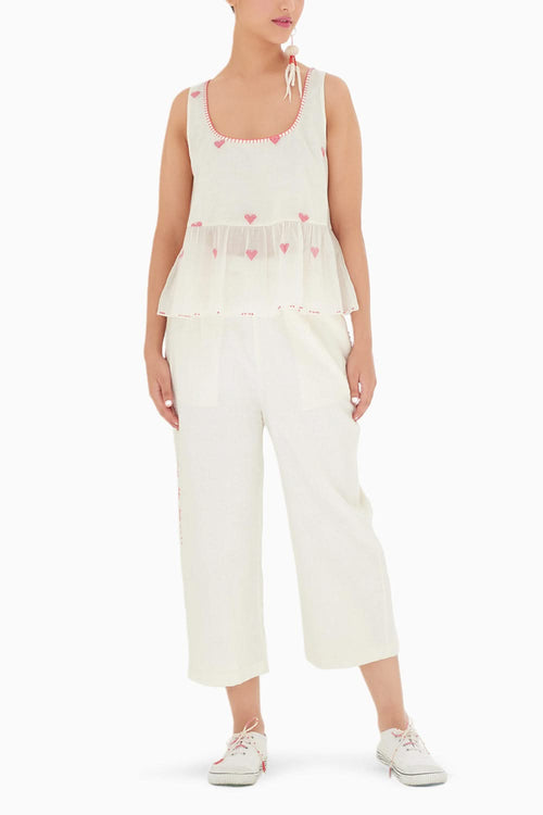 Cream Heart Jamdani Co-ord Set